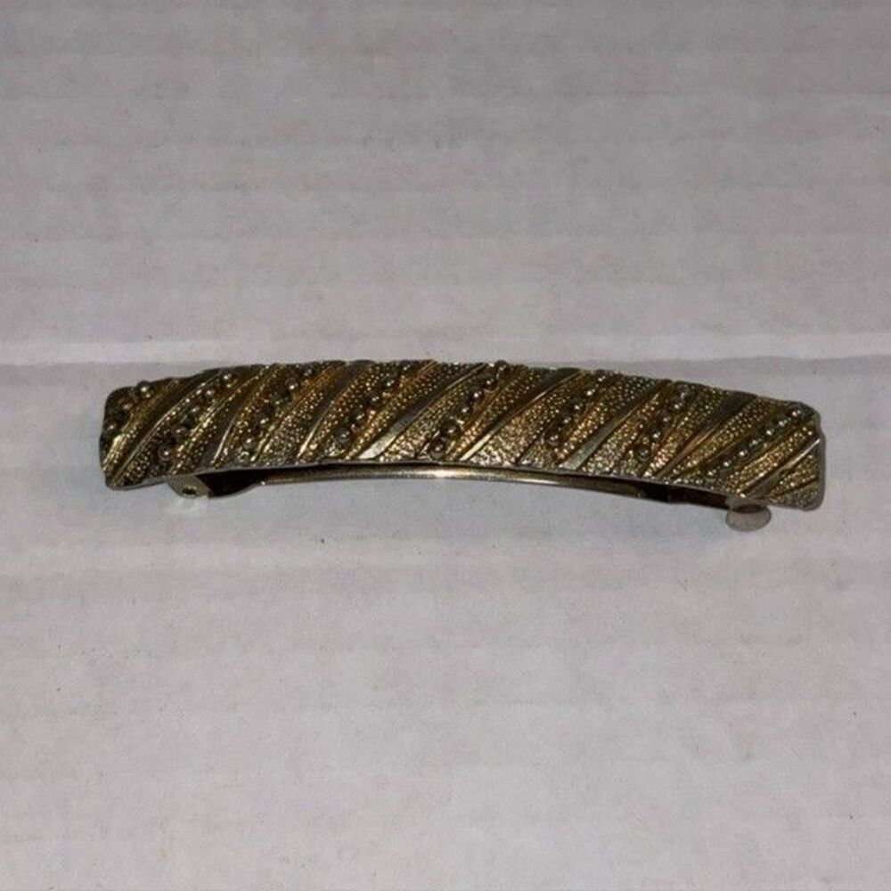 Vintage Textured Gold Tone Hair Clip Barrette